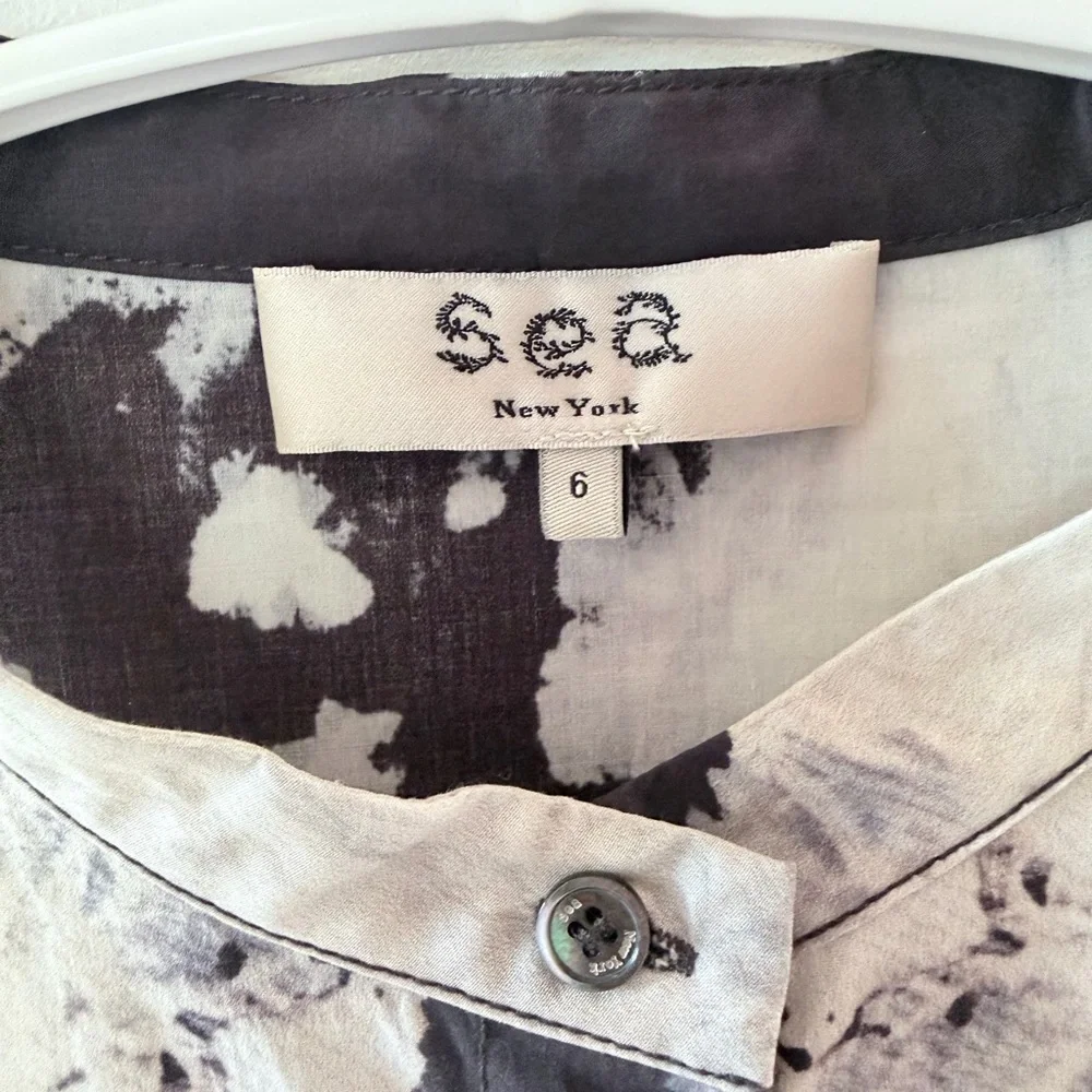 Sea NY Tie-Dye Black and White Shirt Dress with Belt - Picture 3 of 4